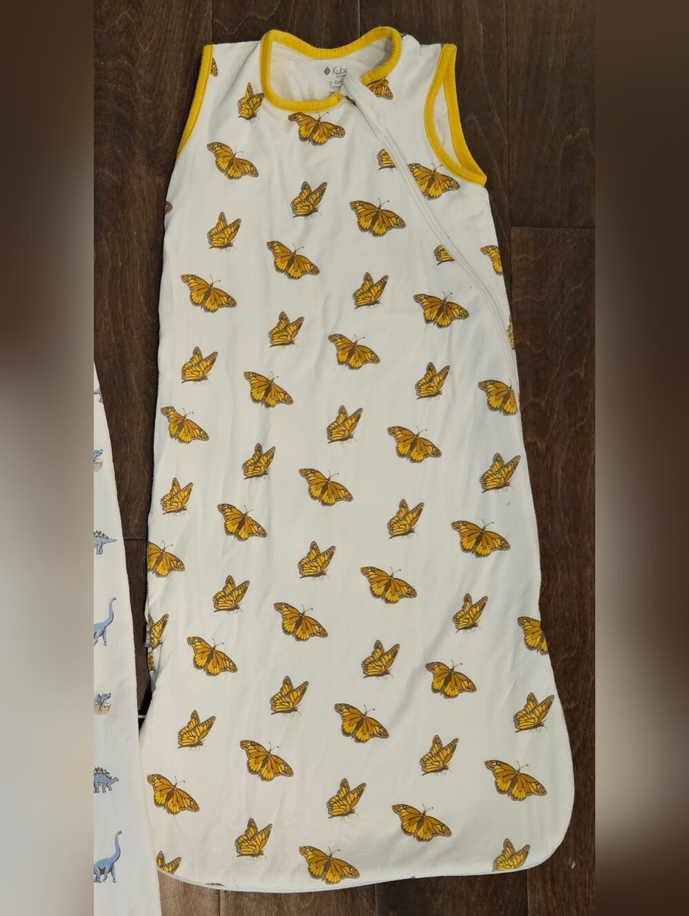 Kyte BABY White Sleep Sack with Yellow Butterfly Print - 0-6mo, 0.5tog